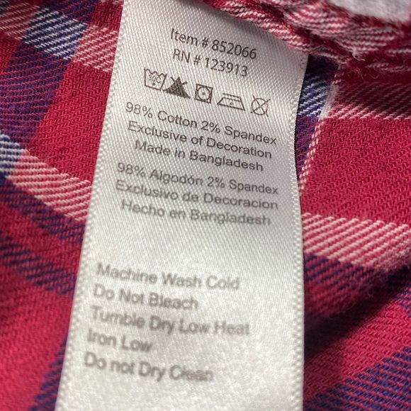 Jachs Girlfriend Shirt Women XXL Comfort Stretch Flannel Plaid Pearl Snap Defect - Picture 10 of 10